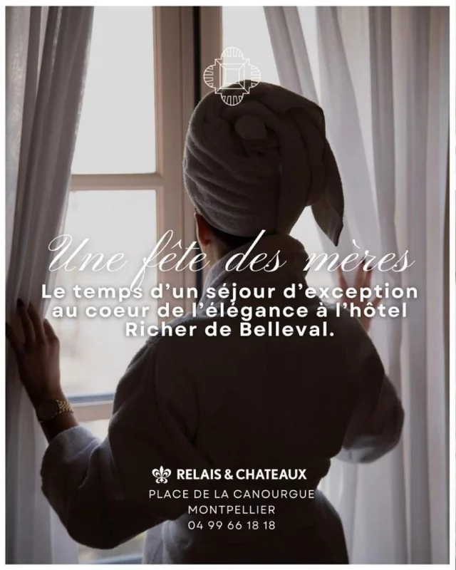 🌸 Joyeuse Fête des Mères !

Et si, cette année, vous lui offriez bien plus qu’un bouquet ?
À l’Hôtel Richer de Belleval, chaque instant devient un cadeau. Pour célébrer les mamans comme elles le méritent, offrez-leur une journée placée sous le signe du raffinement, du calme et de la gourmandise.

- Petit-déjeuner servi en chambre pour un réveil tout en douceur
- Déjeuner bistronomique convivial au Bistrot La Canourgue
- Pause sucrée en terrasse avec notre formule Instant Sucré
- Cocktail raffiné à savourer au bar L’Élytre
- Dîner gastronomique d’exception au Jardin des Sens, pour clôturer cette journée inoubliable

✨ Une véritable parenthèse de douceur au cœur de Montpellier.

____________

🌸 Happy Mother’s Day!

This year, offer her more than just flowers.
At Hôtel Richer de Belleval, every moment is a gift. Treat her to a full day of elegance, serenity, and gourmet pleasures in an exceptional setting.

- Gentle wake-up with breakfast served in-room
- Warm lunch at Bistrot La Canourgue
- Sweet break on the terrace with our Instant Sucré
- Refined cocktail at L’Élytre bar
- Exceptional dinner at Le Jardin des Sens to end the day beautifully

✨ A graceful escape in the heart of Montpellier.

📞 Réservation conseillée au 04 99 66 18 18
📹 : @popcom_agence360
📸 : @j.ephotographie

#fetedesmeres #momentsdexception #hotelricherdebelleval #montpellier #relaisetchateaux #sejourdecharme #experienceunique #cadeaudemaman #artdevivre #gastronomiefrançaise #cocktailheureux #pausegourmande #instantdetente #hoteldeluxe #fetedesmamans